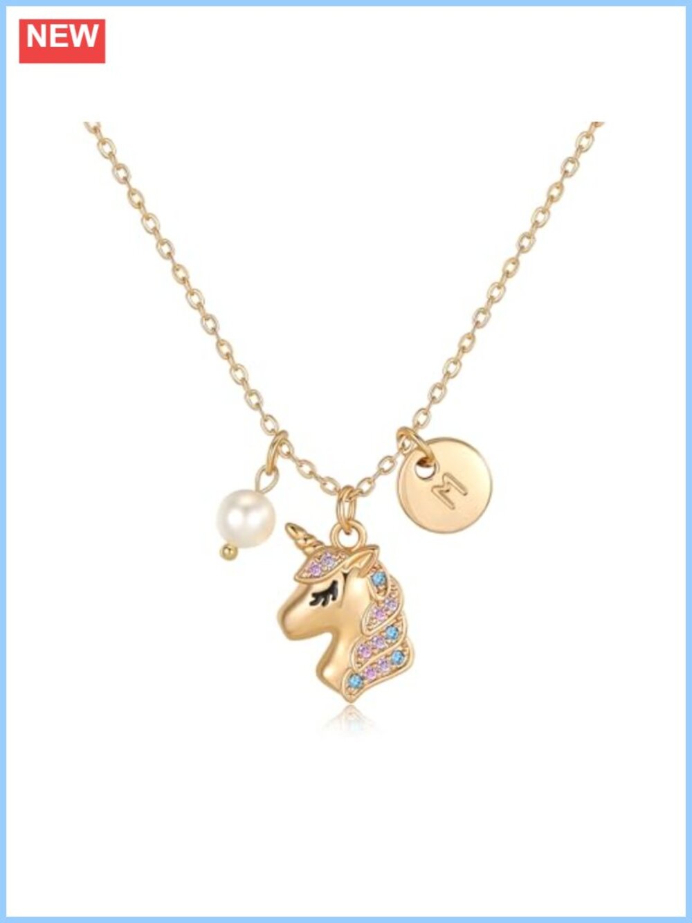 Unicorn Pendant Necklace 18" + 2" Extender Gold Plated for Her
